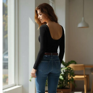 OGL Top Size XL NEW Classic Black Open-Back Bandless Brami Top Light Warm